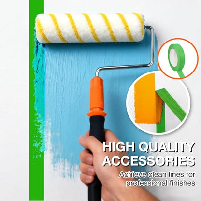 Paint Roller Kit 11 PCS, 9" Extendable Roller Frame (3 ft)