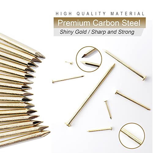 JEGONFRI 450PCS 1-1/4" x 16Ga Brass Plated Nails for Hanging Pictures - color: Gold, size: 1-1/4 In , 450 Pcs