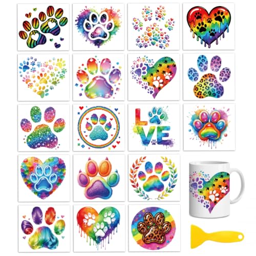 Peacoblue Colorful Paw Prints Rub On Transfers for Craft, Transfer Sticker - style: Colorful Paw Prints