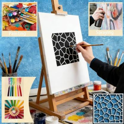 16 Pieces Stencils for Painting,Abstract Texture Mixed Media Art Supplies. - color: 16PCS-B
