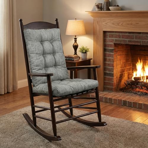 baibu Patented Dual-Layer Rocking Chair Cushion Set, 19.5 x 19.5 in, Grey - color: Grey