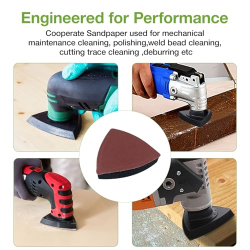 Oscillating Tool Sanding Pad kit 104pcs, 4-Piece 3-1/8 in Triangle Sanding Pad with 100pcs Sandpaper for Surface Sanding,Mechanical Maintenance Cleaning, polishing, deburring - style: 104PCS SANDING PADS KITS