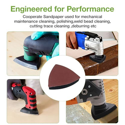 Oscillating Tool Sanding Pad kit 104pcs, 4-Piece 3-1/8 in Triangle Sanding Pad with 100pcs Sandpaper for Surface Sanding,Mechanical Maintenance Cleaning, polishing, deburring - style: 104PCS SANDING PADS KITS