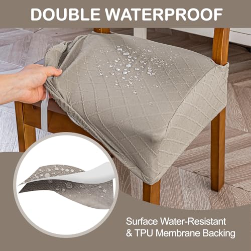 Genina Waterproof Chair Covers for Dining Room,Set of 2,Taupe - color: Taupe, size: 2PCS