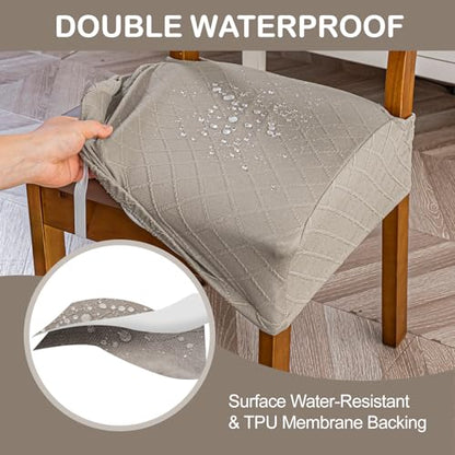 Genina Waterproof Chair Covers for Dining Room,Set of 2,Taupe - color: Taupe, size: 2PCS