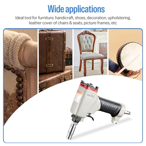 meite 1170 Pneumatic Deco Nail Gun 7/16 Inch (11.7mm) Head Diameter Air Decorative Tack Nailer Pins Nailer for Sofa Leather, Upholstering Furniture - style: 29/64-Inch Head Diameter Nailer