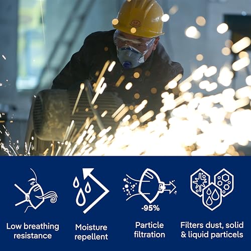 Dräger X-plore 1350 N95 Odor Particulate Respirator with Exhalation Valve, 10 Pack, Size S/M, NIOSH-Certified Dust Mask with Nuisance Level Organic Vapor Relief, Adjustable Head Harness