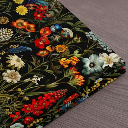 Erosebridal Florals Fabric by The Yard Spring Summer Natural Upholstery - color: Black Red, size: 5 Yards