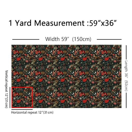 Feelyou Groovy Flower Fabric by The Yard 1 Yard(Length 36" x Width 62") - color: Auburn, size: 1 Yard