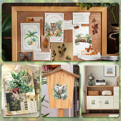 WANDIC 3 Sheets Flora and Fauna Rub on Transfer Stickers Giraffe Decals Elephant Stickers Waterproof Decals for DIY,15 * 30CM - color: Giraffe
