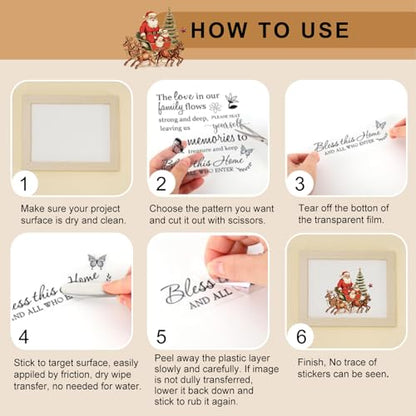 Whaline 12 Sheets Christmas Rub on Transfer for Crafts Rub on Transfer Stickers Vintage Santa Snowman Xmas Tree Furniture Decals for Home Office Classroom Party DIY Crafts, 5.5 x 5.5 Inch - style: Vintage Christmas