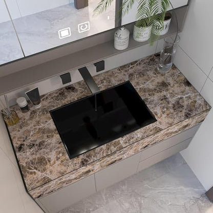 Wide Marble Granite Peel and Stick Wallpaper Contact Paper for Countertops - color: Brwon, size: 31.5" x 354"