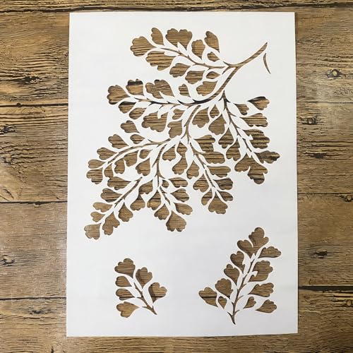 TIAMECH A4 Reusable Maidenhair Fern Leaf Stencil for Painting - color: Maidenhair Fern Leaf