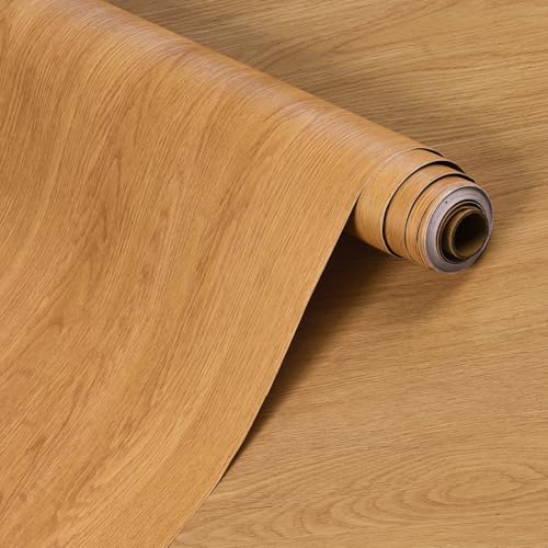 Extra Wide 48"x354" Wood Contact Paper Peel and Stick Wood Grain Wallpaper - color: Brown, size: 48" x 354.3"