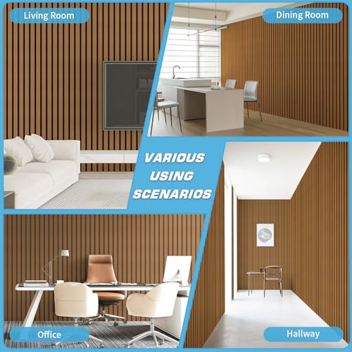 Art3d Six-Grid Design Slim Slat Wall Panel, 104 x 12 Inch, 4-Pack, Rosewood - color: Six-Grid Rosewood