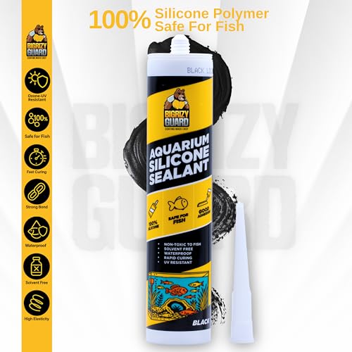 Aquarium Silicone Sealant Black 10.14 Fl oz Cartridge - Aquarium Safe Silicone for Fish & Plants | 100% Waterproof, Premium, Non-Toxic, Solvent Free, Strong Bond, Fast Curing (1 Pack) - size: 1 Pack