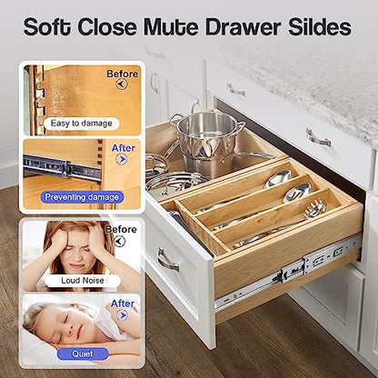 Soft Close Drawer Slides 10 Inch - Silver, 1 Pair (2 Pieces) - color: Silver, size: 10 Inch