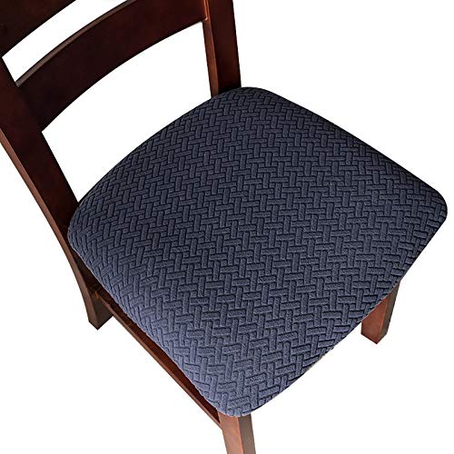 Genina Seat Covers for Dining Room Washable Chair Seat Slipcovers Set of 4 - color: Navy Blue, size: 16-20in Not waterproof