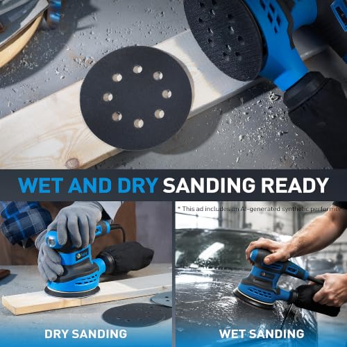 S SATC 5 Inch Wet Dry Sanding Discs 100 Pack, 8 Holes Hook and Loop Sandpaper, Assorted 180 to 5000 Grits Orbital Sander Sand Paper for Wood, Auto Body, Metal Finishing