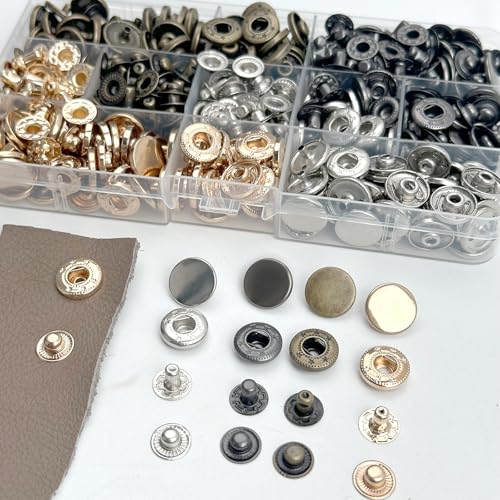 NXTOV Metal Snap Buttons with Hammer, Setter Tools, 120 Sets, 15 mm - style: 15mm with Hammer