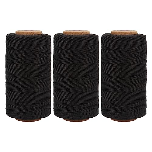 Lusecarl Polyester Thread 110 Yards Each Spool for Hair Extensions 3 Rolls Hair Weave Sewing Threads for Hand Sewing, Hair Extensions, Making Wigs DIY (3 Thread, Black) - color: Black, size: 0 Needle+3 Thread