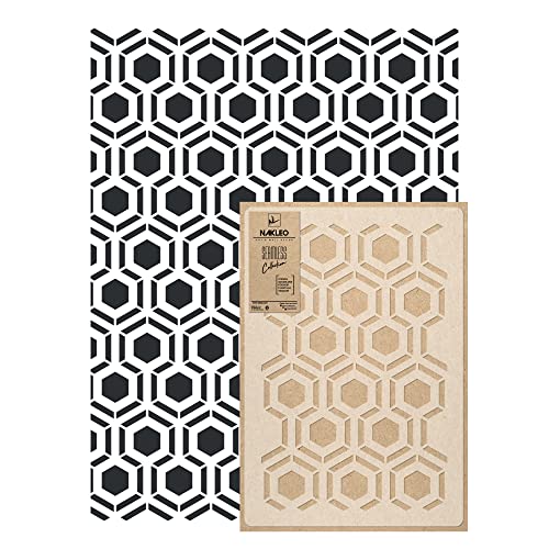 NAKLEO Wall Painting Stencil Large Size, 23,2”x37,4” Hicks' Hexagon Reusable Plastic Template, Geometric Pattern Wallpaper, DIY Home Decor Craft Wood Floor Furniture - color: Hicks' Hexagon