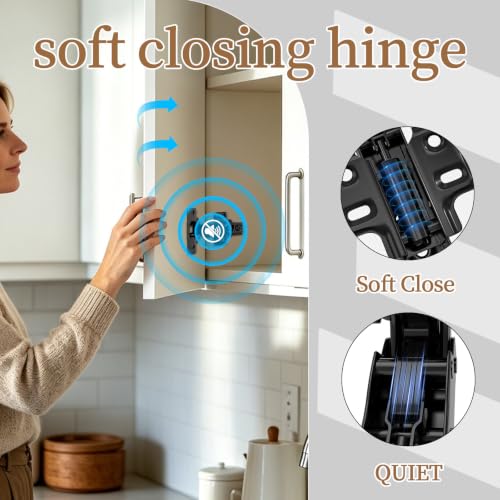 Mousike Soft Close Quiet European Concealed Hinges, Full Overlay Frameless Adjustable Hinges for Kitchen Cabinet Doors, Cupboard Hardware 10 Pack