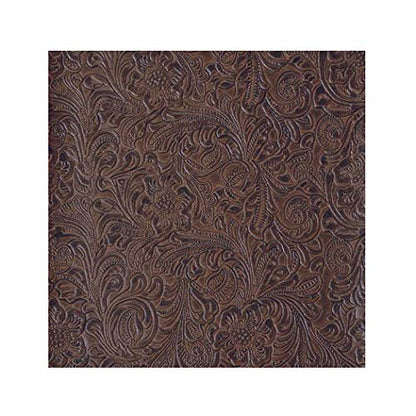54'' Wide Faux Leather Fabric Tooled Floral Chocolate by The Yard - size: 54 inches