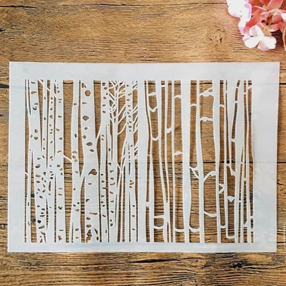TIAMECH A4 Reusable Forest Leaves Tree Stencil for Painting - style: Tree Forest