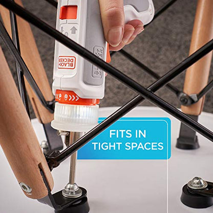 beyond by BLACK+DECKER 4V MAX* Cordless Screwdriver, Hex, L-Shaped, 2-Inch Assorted Bits (BCRTA601WAPB) , White