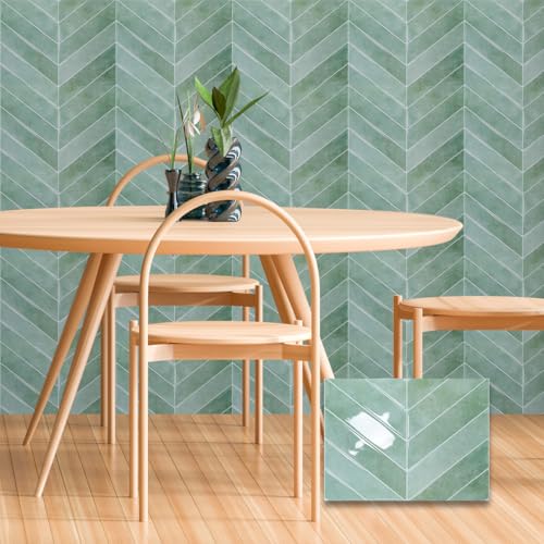 Alwayspon 10 Sheets 10"x10" Sage Green 3D Vinyl Backsplash Tiles, Self-Adhesive Peel and Stick Wall Tile Stickers Stick on Subway Tiles for Kitchen Bathroom Wall, 0272 - color: Sage Green