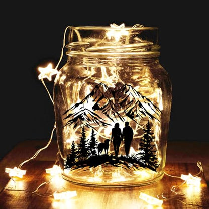 GLOBLELAND 18 Sheets Forest Mountains Silhouette Transfer Stickers 3.9x3.6inch Forest Camping Transfer Decal Rub on Transfer for Cup Decal Vase Glass Art Crafts Decorations - style: Forest Mountain