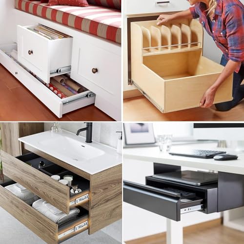 16 inch Soft Close Drawer Slides 6 Pairs Ball Bearing Full Extension Cabinet Drawer Slides 3 fold, Side Mount, 100 LB Capacity Heavy Duty Drawer Slide 16" - size: 16inch(400mm), style: Sliver-6