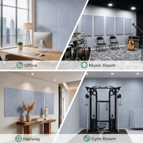 TO-TH Acoustic Panels Thickened Noise Reducing Wall Panel 2 Pack,Light Gray - color: Light Gray, size: 2 Pack