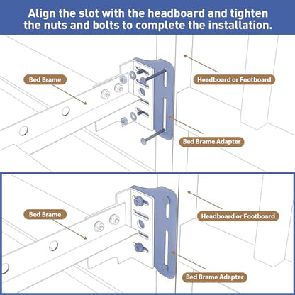 2 PCS Bed Frame Adapter for Headboard,Queen Bed Modification Plate Bed Frame Brackets Adapter/Connector,Heavy Duty Headboard Adapter Kit to Connect Headboard Footboard (Black) - size: 2 PCS Bed Frame Adapter for Headboard