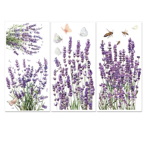 PLIGREAT 3 Sheets Lavender Rub on Transfers for Crafts and Furniture, Rub on Decals Flower Furniture Transfer Stickers for DIY Fridge Door Table Decoration Home Decor Transfer Paper - style: Purple Lavender