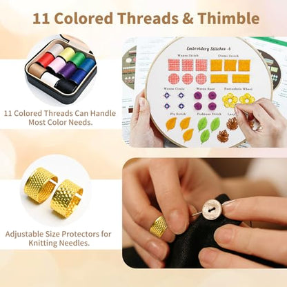 MASHDE 74 PCS Sewing Kit, Big Eye Steel Sewing Needles Kit with Storage Box - color: Black