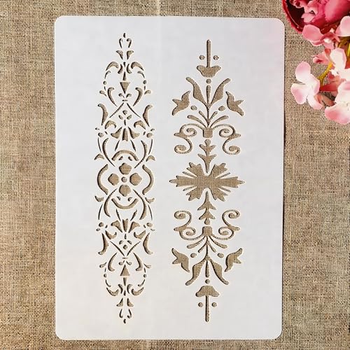 TIAMECH A4 Reusable Floral Lines Stencil for Painting - style: Floral Lines