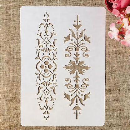 TIAMECH A4 Reusable Floral Lines Stencil for Painting - style: Floral Lines