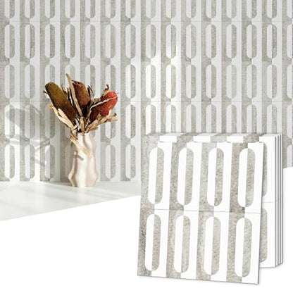 STICKGOO Peel and Stick Backsplash Tiles, 12 x 12 in, White/Beige - color: Pure White+Beige Slate