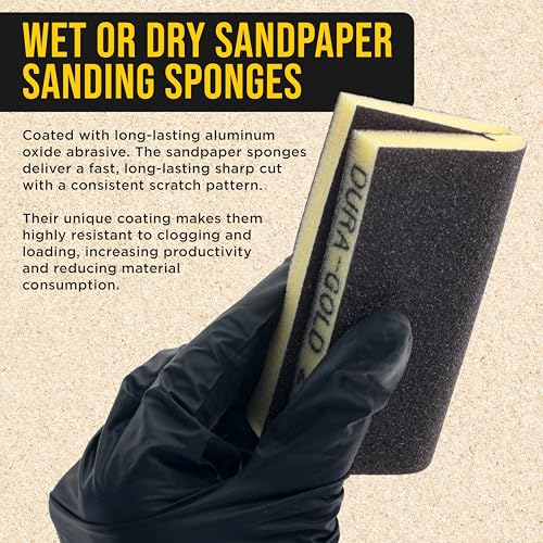 Dura-Gold 120 Grit Double-Sided Sanding Sponges, 4.7" x 3.9", Box of 10 - style: 120 Grit