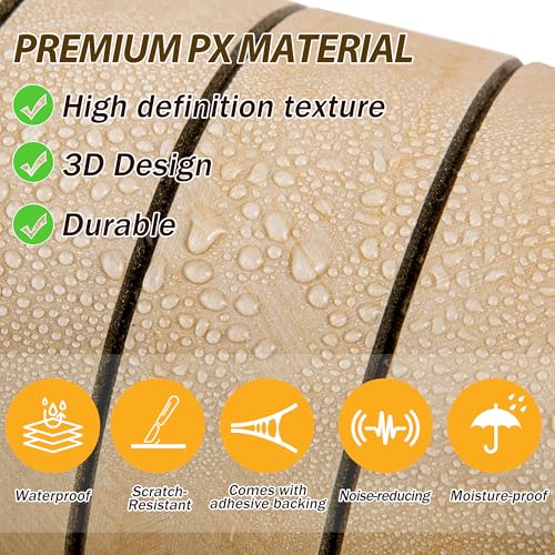 118" x 15.7" Peel and Stick Slat Wall Panel – Self-Adhesive 3D Wood Grain Wall Panels Waterproof PVC Fluted Paneling Wood Wallpaper for Living Room Ceiling Decor