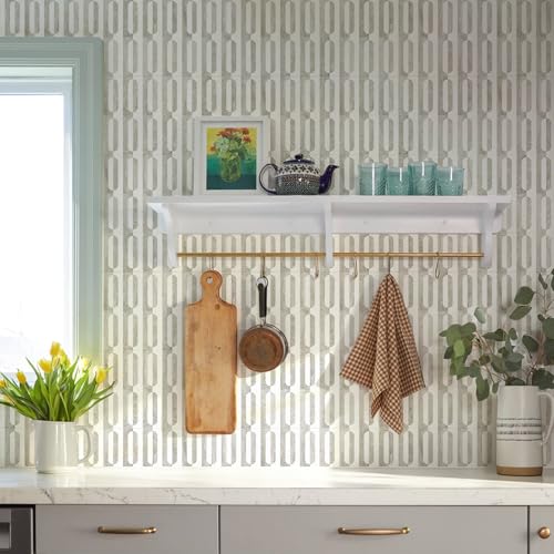 STICKGOO Peel and Stick Backsplash Tiles, 12 x 12 in, White/Beige - color: Pure White+Beige Slate