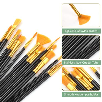 AROIC Acrylic Paint Brush Set,100 packs/1500pcs Nylon Hair Paint Brushes - size: 1500pcs-black