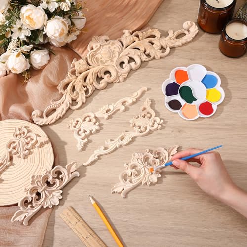 Croblissful 8 Pcs Wood Appliques and Onlays, Delicate Style, Large Size - size: Large Size, style: Delicate Style
