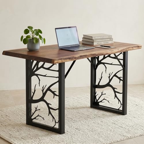 Counter Height Table Legs 36 inch, Metal Dining Table Base, Heavy Duty Desk Legs,Industrial Modern Furniture Legs Set of 2 with Laser Engraving Design (F) - color: F