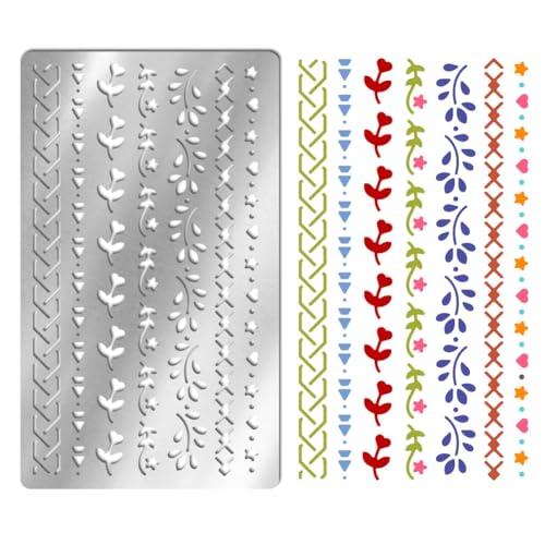 UNICRAFTALE Metal Stencil for Craft Wood Burning Long Border Stencil Stainless Steel Reusable Template for Journaling Engraving Drawing Scrapbooking Painting on Wood Paper Fabric - style: Long Border