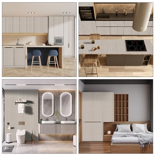 Wood Slat Peel and Stick Wallpaper - 17.5"x100" Light Oak Vinyl Faux Wood Grating Stripe Contact Paper, Self-Adhesive Waterproof Removable Wall Panel for Bedroom Kitchen Office - Easy Install - color: Dead Wood, size: 17.5" x 100"