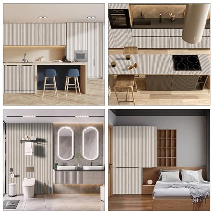 Wood Slat Peel and Stick Wallpaper - 17.5"x100" Light Oak Vinyl Faux Wood Grating Stripe Contact Paper, Self-Adhesive Waterproof Removable Wall Panel for Bedroom Kitchen Office - Easy Install - color: Dead Wood, size: 17.5" x 100"