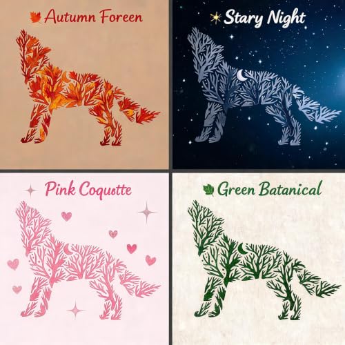 TIAMECH A4 Reusable Forest Tree Howling Wolf Stencil for Painting - color: Forest Tree Howling Wolf
